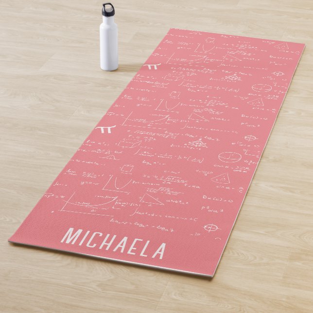 Süße rosa Mathe-Formeln personalisiert Yogamatte (Beispiel)