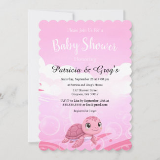 Süße rosa Meereschildkröte Mädchen Baby Shower Einladung