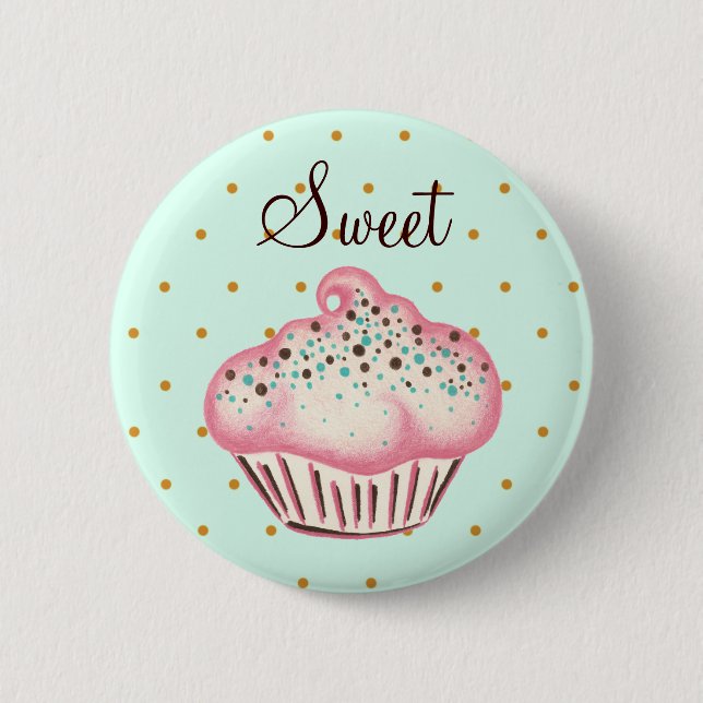 Süße rosa Minz-Cupcake-Taste Button (Vorderseite)
