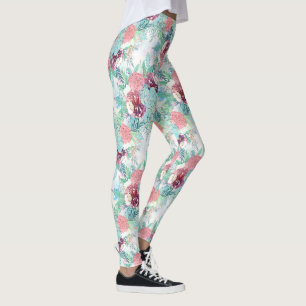 Süße rosa Minze Pfingstrose & Sukkulenten florale  Leggings