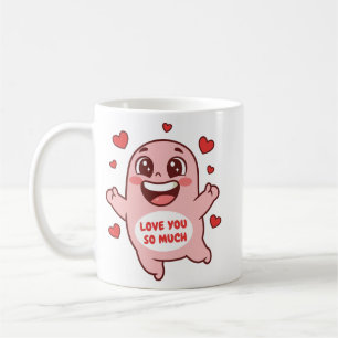 Süße rosa Monster-Liebe-dich-so-sehr-Kunst Kaffeetasse