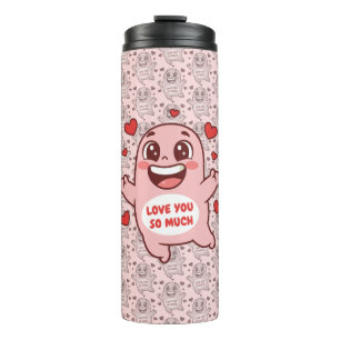 Süße rosa Monster-Liebe-dich-so-sehr-Kunst Thermosbecher