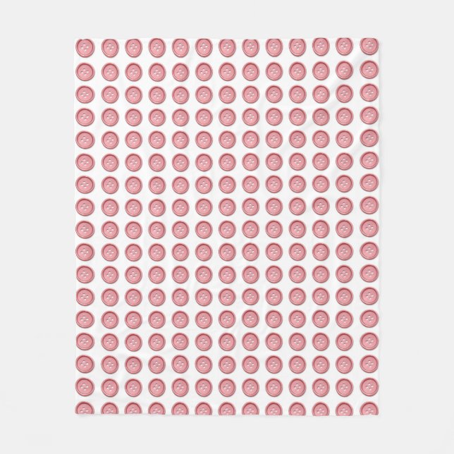 Süße rosa Nähknöpfe Muster Weiß Fleecedecke (Vorderseite)