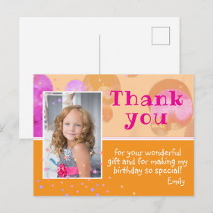 Süße rosa orange Blasen Foto Geburtstag Danke Postkarte