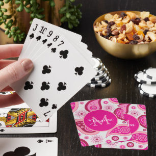 Süße rosa Paisley personalisiert Spielkarten