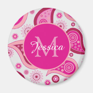 Süße rosa Paisley-Personalisierung Magnet