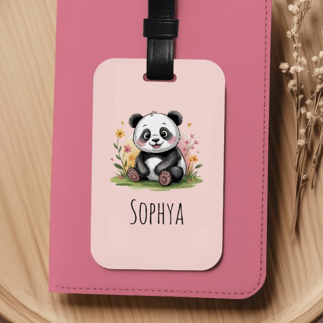 Süße rosa Panda-Mädchen-Kinder Gepäckanhänger (Von Creator hochgeladen)