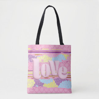 Süße rosa Pastell-Liebe Canvas-Tasche