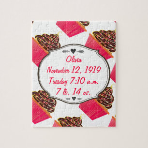 Süße rosa personalisierte Cupcake-Sprinkles Puzzle