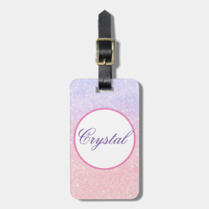 Süße rosa personalisierte Namens-Glitter-Reise Gepäckanhänger