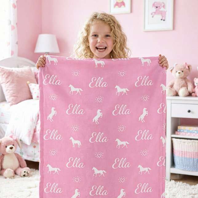 Süße rosa personalisierte Pferdedecke für Mädchen Fleecedecke (Von Creator hochgeladen)