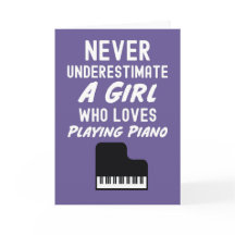 Süße rosa Pianistinnen Grußkarten für Mädchen Klav