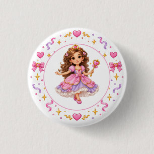 Süße rosa Prinzessin Geburtstags-Schaltfläche. Button