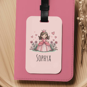 Süße rosa Prinzessin Mädchen Kids Gepäckanhänger