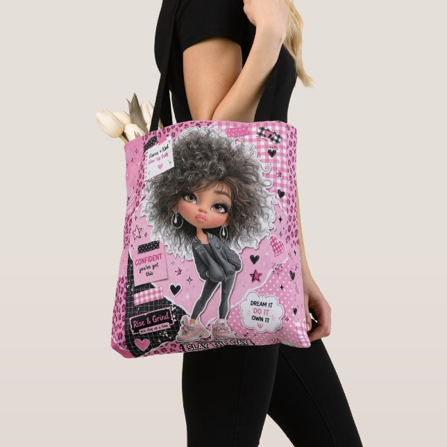 Süße rosa Puppe Collage Ästhetik-Tasche (Von Nahem)