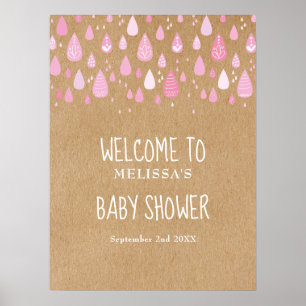 Süße rosa Regentropfen Baby Mädchen Shower Begrüßu Poster