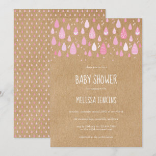Süße rosa Regentropfen Baby Shower / Streusel Einladung