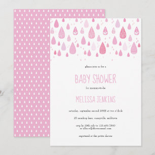 Süße rosa Regentropfen Baby Shower / Streusel Einladung