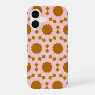 Süße rosa retro-geometrische Muster-Handyhülle iPhone 16 Hülle