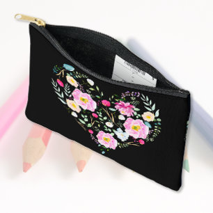 Süße rosa Rosen & Herz Zubehörtasche