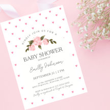 Süße rosa Rosen und Herzen Mädchen Baby Shower