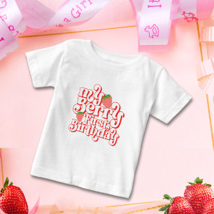 Süße rosa rote Beere Erster Geburtstag Baby T-shirt