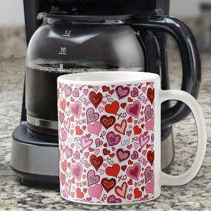 Süße rosa rote Herzen Erröten Liebesmuster Kaffeetasse