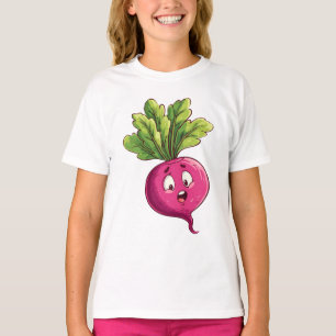 Süße rosa Rübe Cartoon mit lustigem Ausdruck T-Shirt