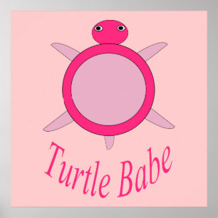 Süße rosa Schildkröten-Baby Poster