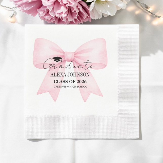 Süße rosa Schleife Abschlussmütze Abschluss Serviette (Von Creator hochgeladen)