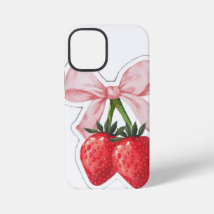 Süße rosa Schleife aus Erdbeeren Ästhetische Spira iPhone 12 Mini Hülle