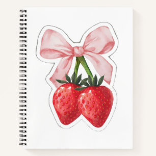 Süße rosa Schleife aus Erdbeeren Ästhetische Spira Notizbuch
