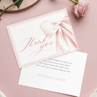 Süße rosa Schleife Baby Shower Dankeschön-Karte Dankeskarte