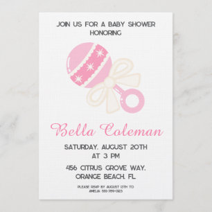 Süße rosa Schleife Baby Shower Einladung