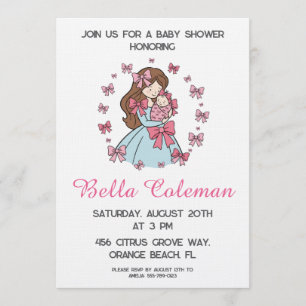 Süße rosa Schleife Baby Shower Einladung