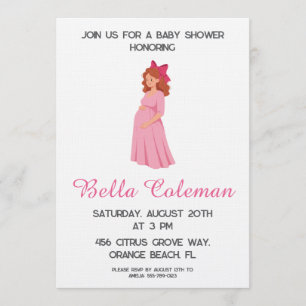 Süße rosa Schleife Baby Shower Einladung