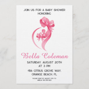 Süße rosa Schleife Baby Shower Einladung