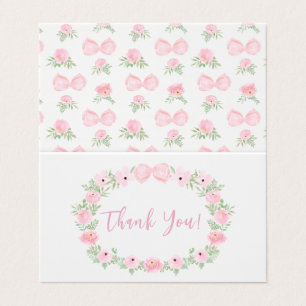 Süße rosa Schleife Baby Shower faltbare Dankeskart