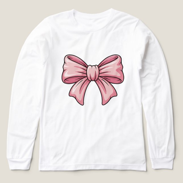 Süße rosa Schleife Coquette Ästhetik Langarmshirt  Tri-Blend Shirt (Design Vorderseite)