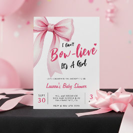 Süße rosa Schleife - Es ist ein Mädchen - Babypart Einladung
