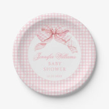Süße rosa Schleife Gingham Baby Mädchen Shower