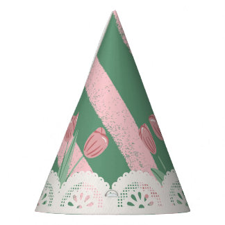 Süße Rosa Schleife & Tulpen-Spitzen-Doily Coquette Partyhütchen