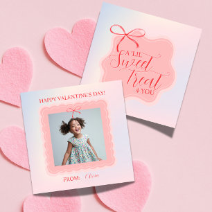 Süße rosa Schleife Valentinstag Klassenfoto Karte