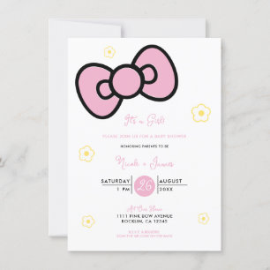 Süße rosa Schleife Whimsical Babyparty Einladung