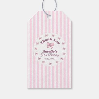 Süße rosa Schleife zum ersten Geburtstag Geschenkanhänger