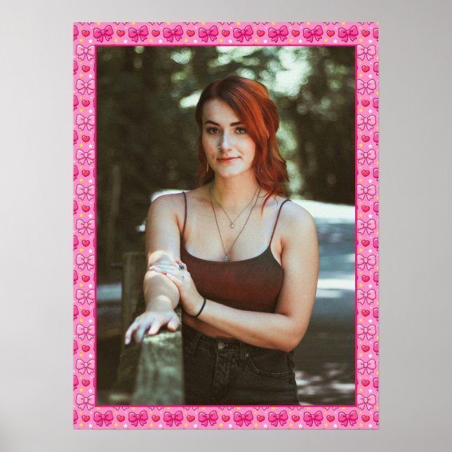 Süße rosa Schleifen individuelles Foto Poster (Vorne)