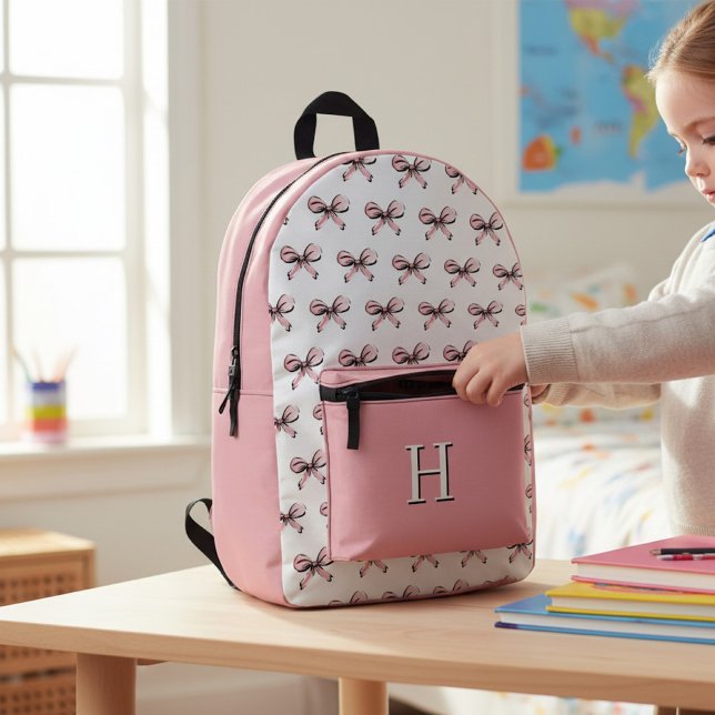 Süße rosa Schleifen Rucksack mit Monogramm (Von Creator hochgeladen)