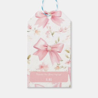 Süße rosa Schleifenmuster Mädchen Geschenkanhänger