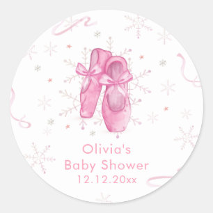 Süße rosa Schneeflocke Ballerina Mädchen Baby Show Runder Aufkleber