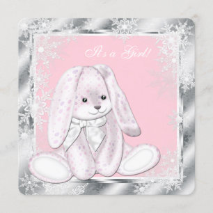 Süße rosa Schneeflocken Winter Wonderland Baby Sho Einladung